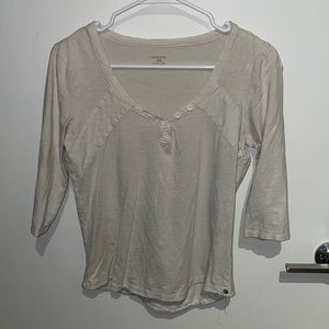 Horny Toad Of White V-Neck 3/4 Sleeve Top